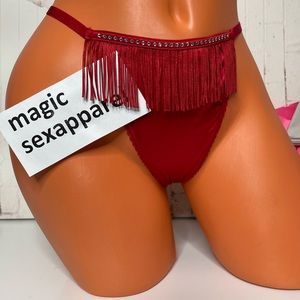 VS LUXE S M L XL CRYSTAL FRINGE EMBELLISHMENTS RHINESTONES BLING PANTY SMOOTH